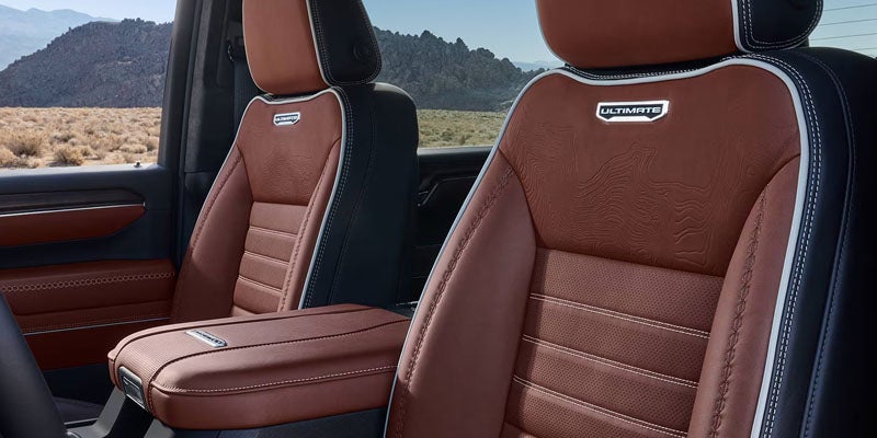Brown leather seats of GMC Sierra 2500